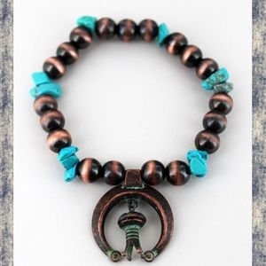 free spirit Southwestern people Turquoise beaded Burnished bracelet